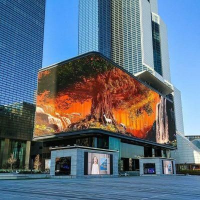 Customized P8 Outdoor Media Facade Curve Video Wall Advertising Building Naked Eye 3D Large Giant LED Display Screen
