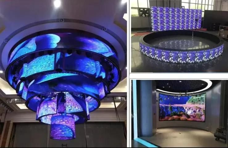 P2.5 Non Cabinet Indoor Fodable Circle Circular Cylindrical Column Round Video Wall Light Weight Easy to Install Flexible Panel LED Display Screen Soft Module