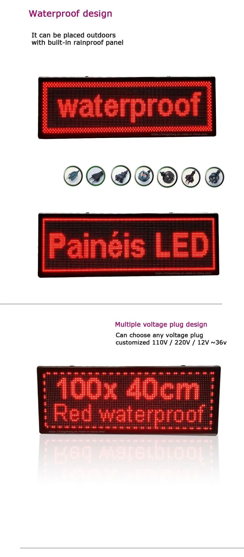 P10 100X40cm Outdoor Red Digital Wireless Control Advertising Display Board