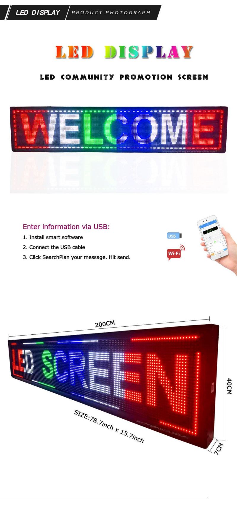 Customizable Operable Multifunctional LED Text Moving Sign LED Screen Display