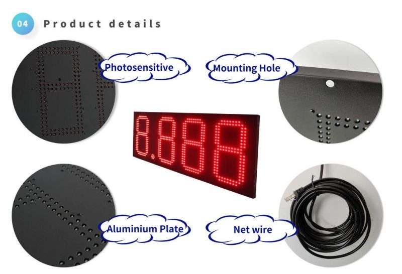 Manufacturer Customized Digit Screen Outdoor Waterproof LED Tag Gas Station LED Price Display