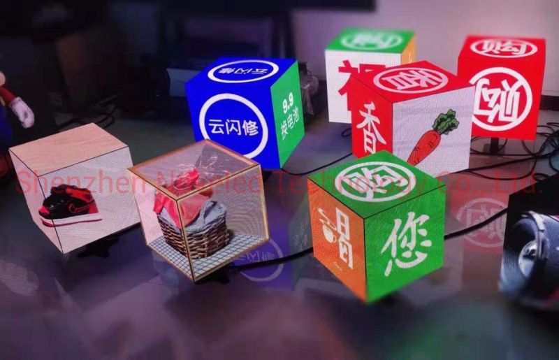 Outdoor Indoor Creative Magic Cube Cuboid Square LED Display Screen Panel for Retail Store Shop Logo LCD Advertising