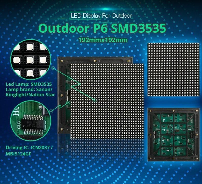 P6 Outdoor Full Color SMD3535 LED Display Screen