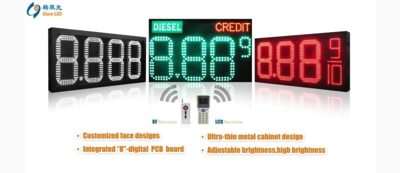 USA Format 8.889 & 8.88 9/10 LED Gas Price Changer with Regular and Diesel Written on Top