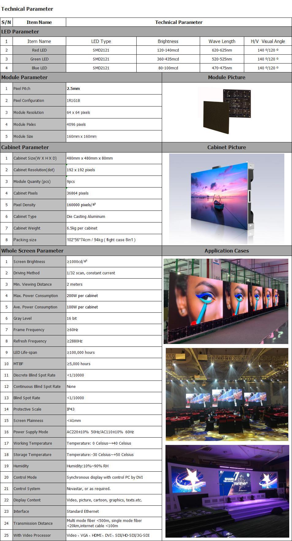 P2.5 Stage Performance Video Screen Module Indoor Fixed Application LED Display Screen