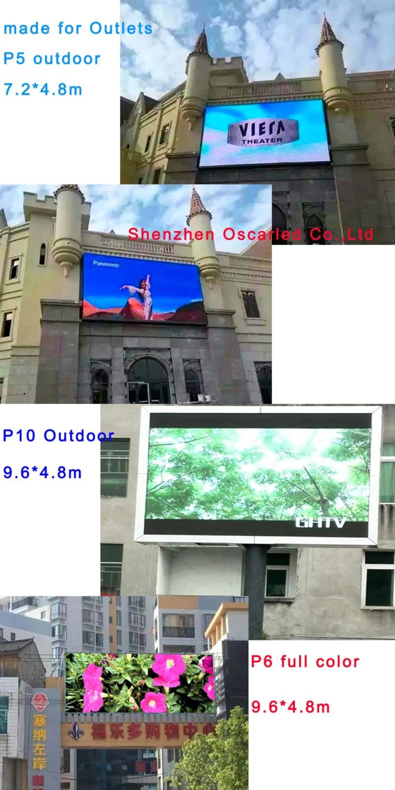 HD P4 P5 P6 P8 P10 Full Color SMD Outdoor LED Display Screen Advertising Billboard