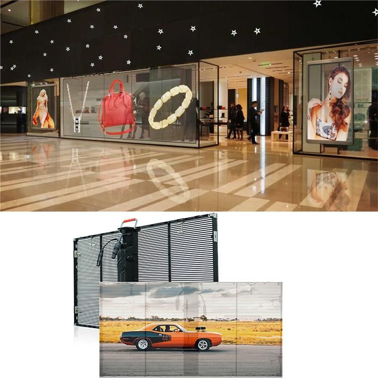 out Standing P3.91-7.81 High Transparency Glass Wall Advertising LED Display