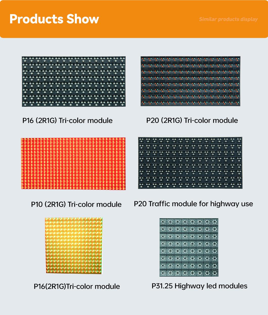 Outdoor Full Color LED Traffic Module P25 2r1g1b LED Display