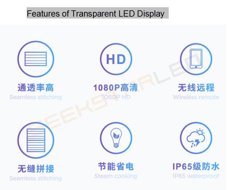 Transparent LED Screen Video Curtain Glass Wall Screen Transparent LED Display