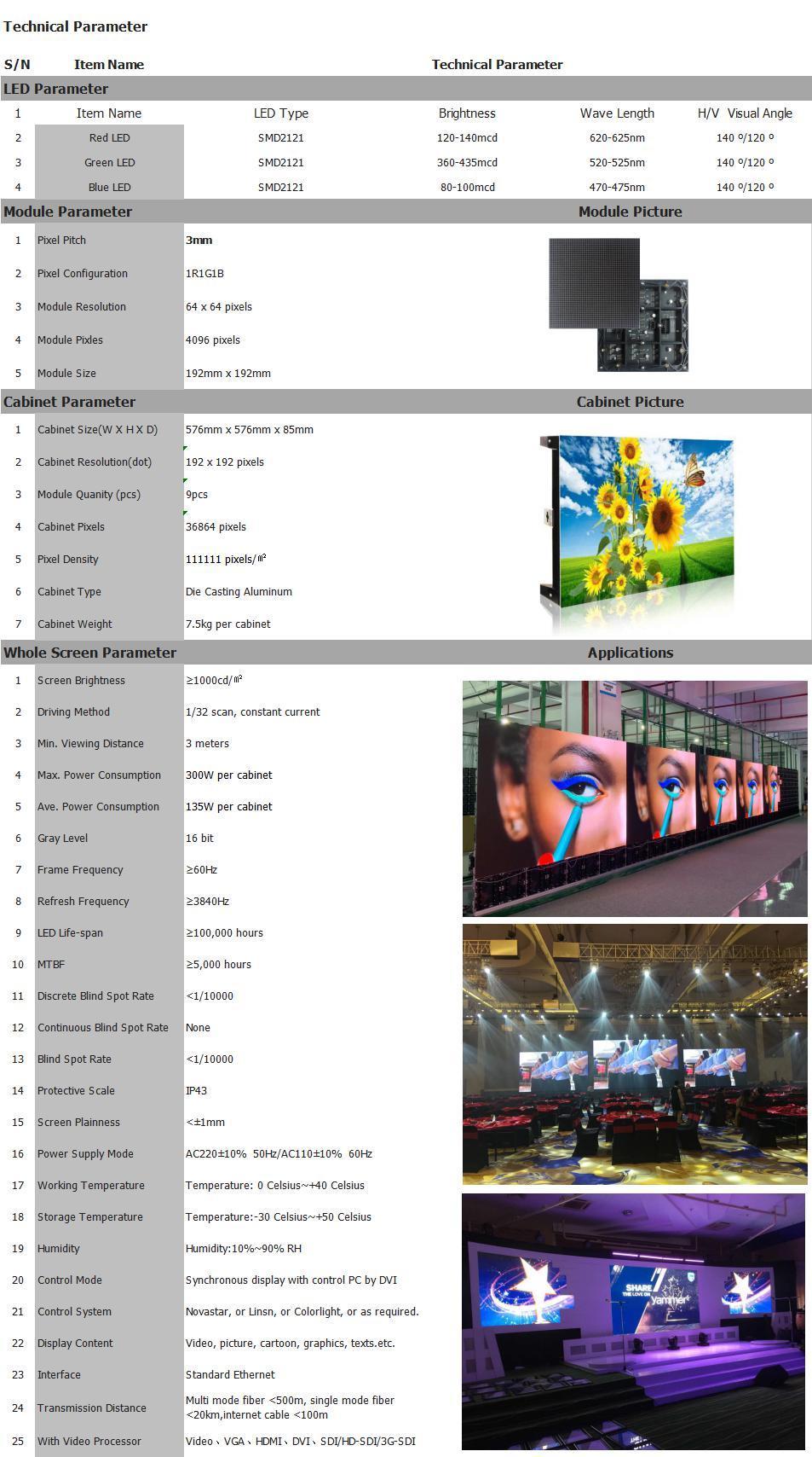 P3 Video Screen Module Stage Performance Indoor Application LED Display Board