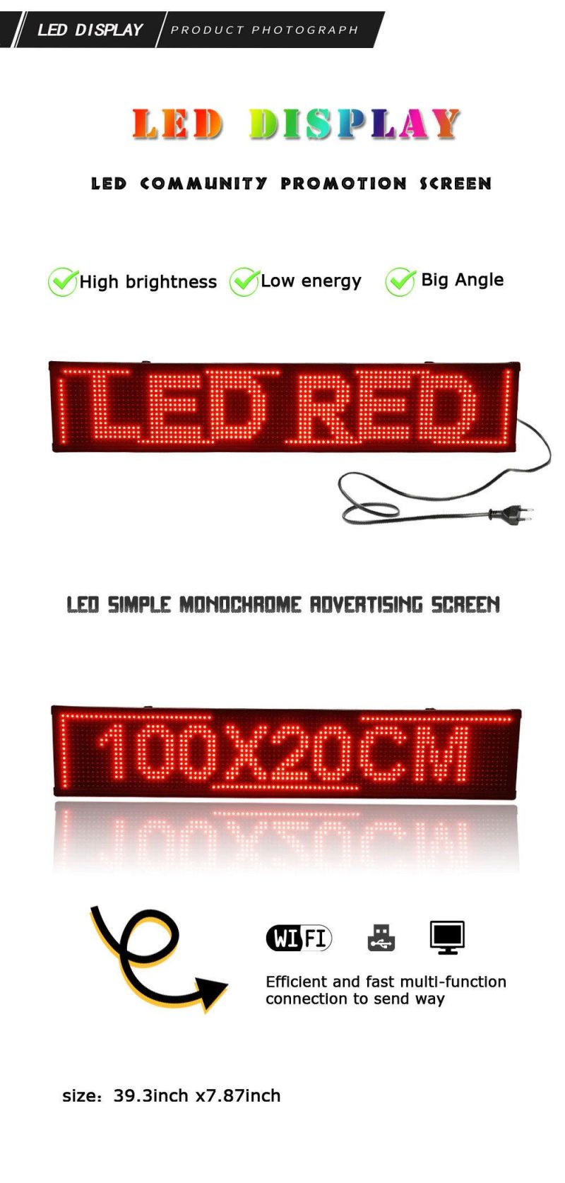 P10 SMD Single Red Color Display Module Indoor LED Billboard