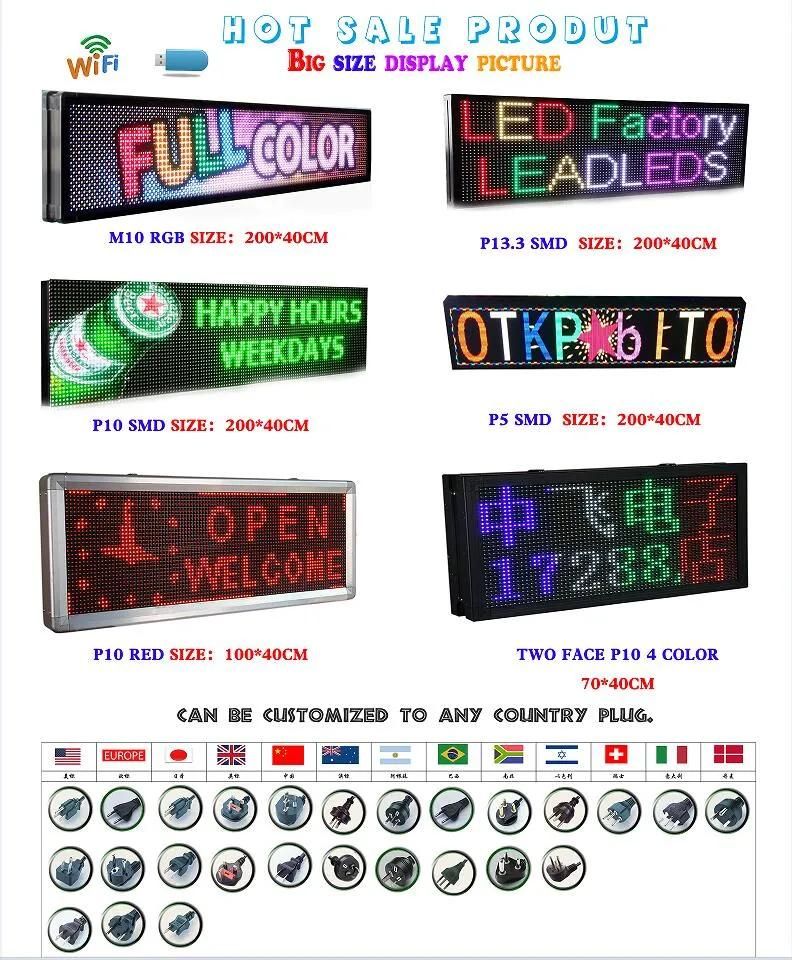 Outdoor Monochrome LED Advertising Signs Support Temperature Time Scrolling Display Segment Character Patterns