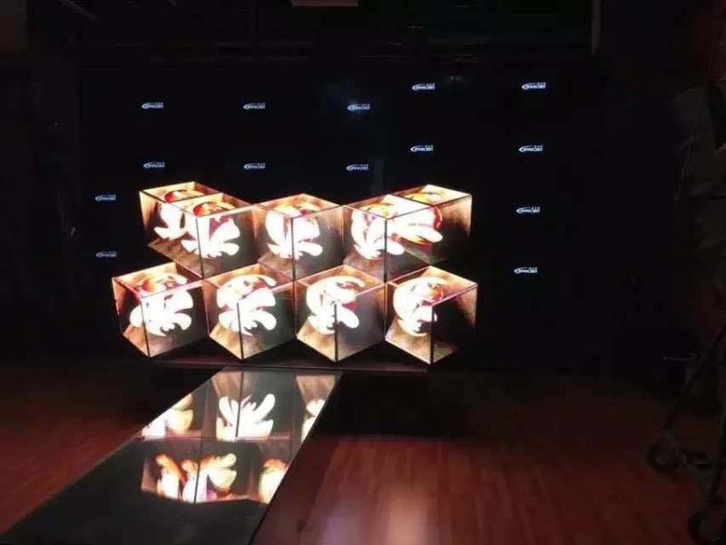 Chinese LED Display Factory 90 Degree Right Angle LED Module Indoor Full Color Irregular Shape Magic Cube Square LED Display