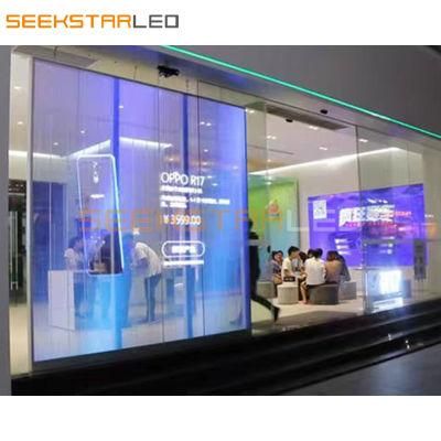 Building Curtain Wall Window Glass Transparent LED Display Screen P3.91-7.81