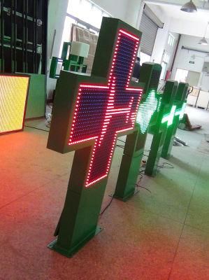 P14 Outdoor Double Face Green LED Pharmacy Cross