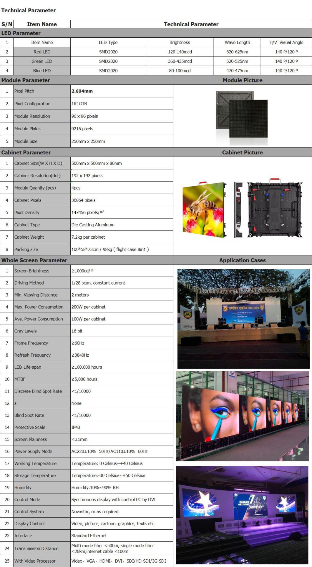 P2.6 DJ Club Events Display Panel Rental LED Video Advertising Display Screen