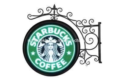40cm Indoor Starbucks P3 Double Single Side Digital Round Circle LED Logo Sign LED Logo Panel Display Screen for Store Advertising