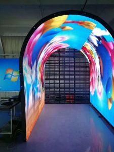Creative Special Curved Ceiling Cylinder LED Display Screen Video Wall for Bar and Hotel