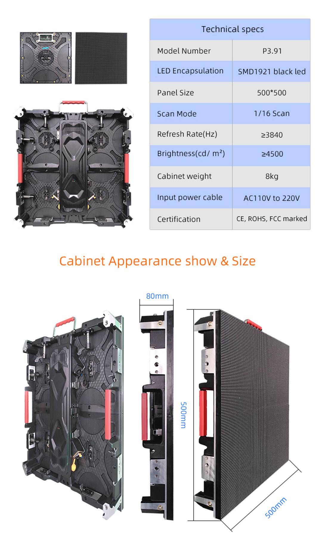 Top-Rated P3.91 Indoor Advertising Rental LED Display Screen