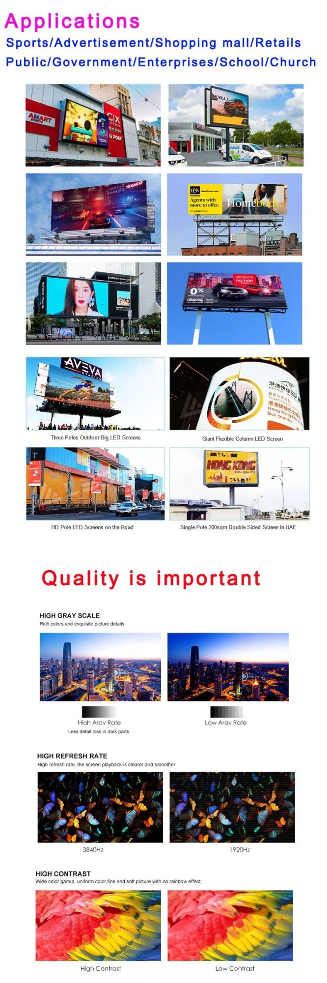 P6mm High Brightness Full Color Advertising Outdoor Fixed LED Display Screen for Wall Mounting