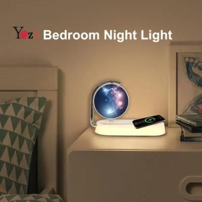 Brightness Adjustable Bed Lamp with Qi Wireless Charger Fast Magnet Charging Night Light Wireless Charger