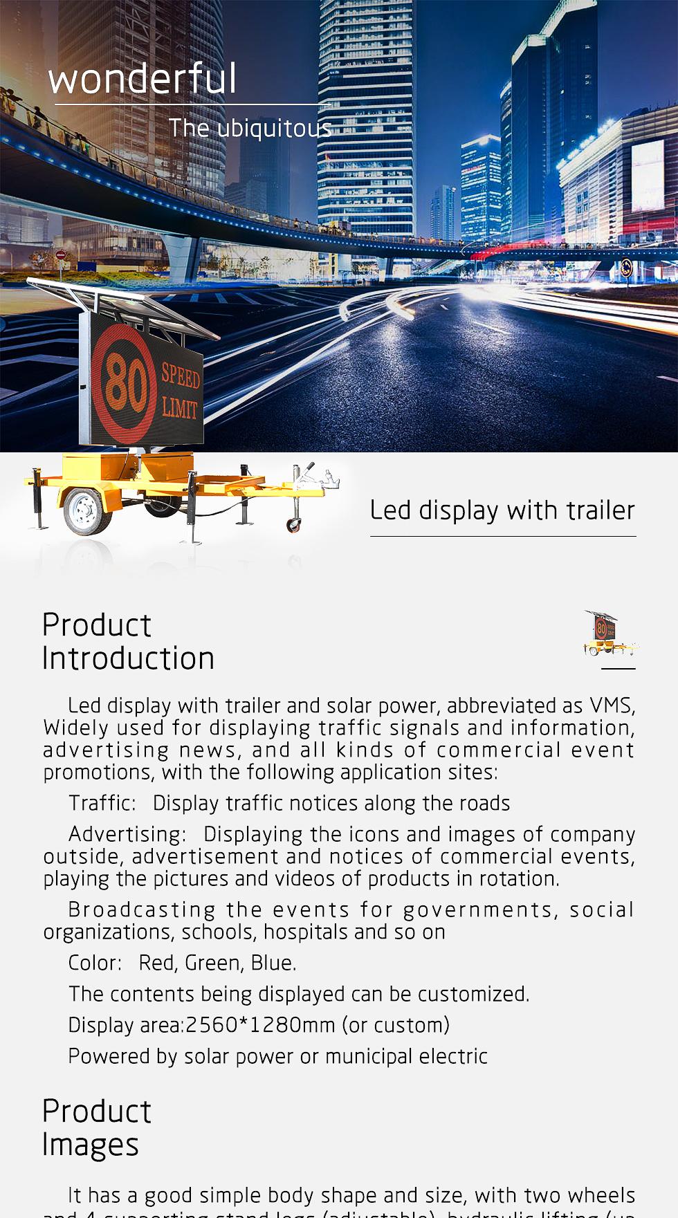 Outdoor P8 P10 P16 Trailer LED Display Screen with Solar Panels and Battery