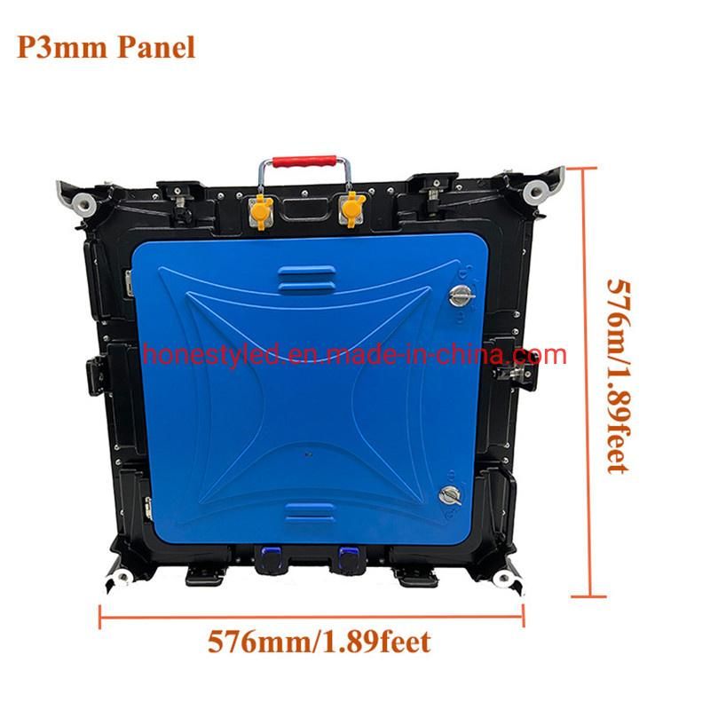 Factory Price Die Casting Aluminum Cabinet Rental LED Display Screen P3 Outdoor Full Color SMD1921 576X576mm 192X192pixel 1/16 Scan LED Screen