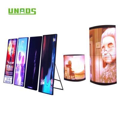 Ultra Slim Indoor P2.5 P3 Portable Advertising LED Digital Poster Display with Foldable Stand