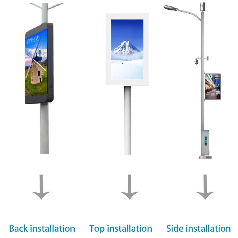 Outdoor Road Street WiFi 4G Double Sided Waterproof Advertising Pole Lamp Post LED Screen Display