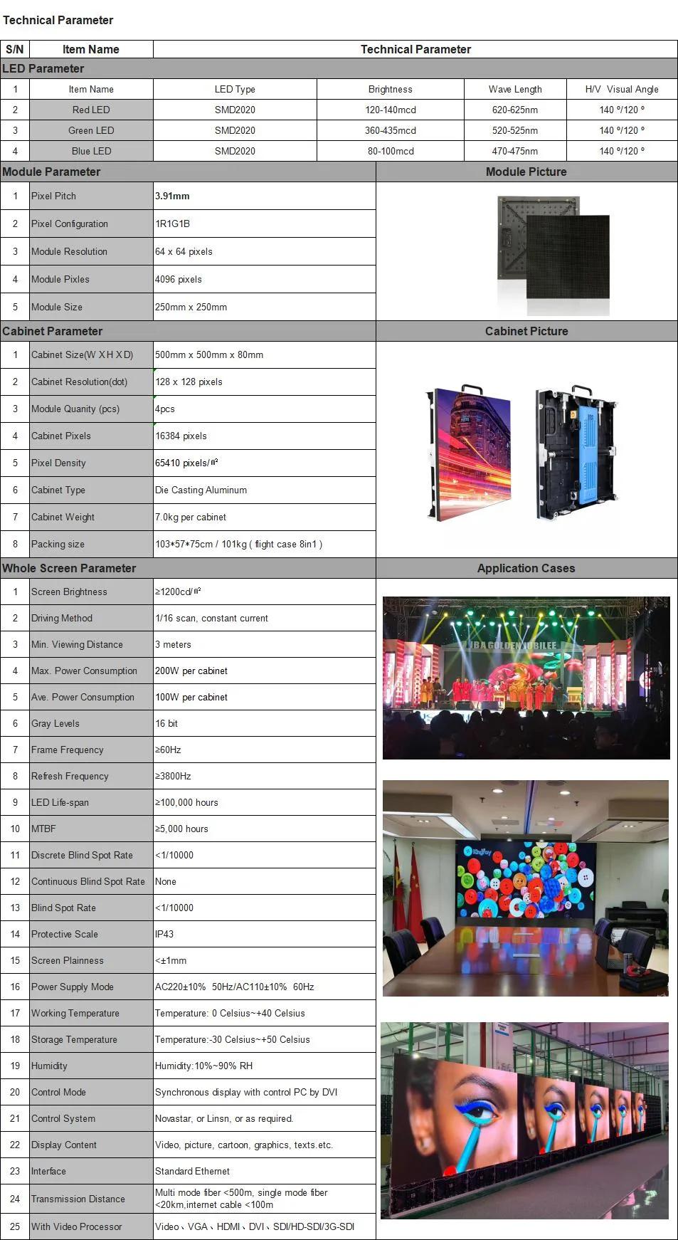 P3.91 Stage Backdrop Lighting Stage Decoration Wall Rental LED Advertising Display