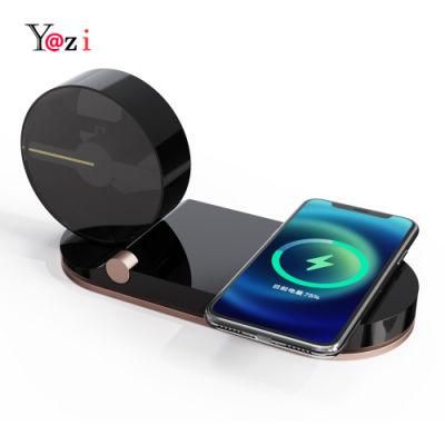 2022 New OEM Hot Selling Multifunctional Station Alarm Clock with Portable Night Light 6 in 1 Multifunction Wireless Charger