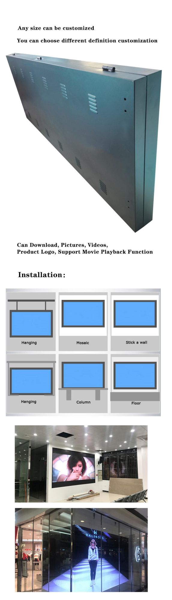 Custom Outdoor P10 Full Color Ad Player LED Video Display Wall