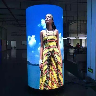 Indoor P2 Flexible LED Screen Cylindrical LED Screen Airport Column Advertising LED Screen P2 Cylindrical Poster Screen