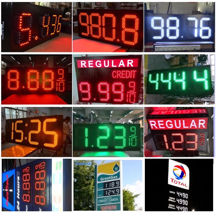 Waterproof Green Colour Price Sign Forgasstation Ledgasprice Display /Board/Screen