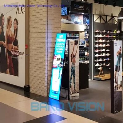 P2.5mm Indoor Portable Digital Poster LED Kiosk Wheel Base LED Advertising Display