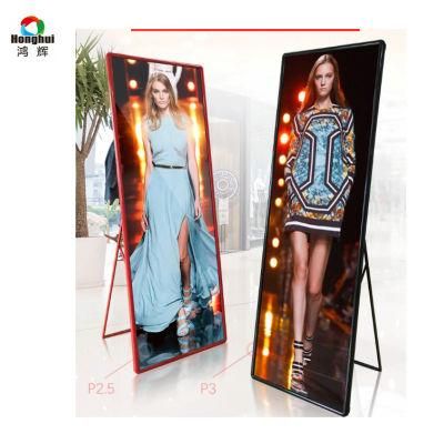 Full Color P2.5 Indoor Poster Mirror LED Display with Aluminum Frame 640mmx1920mm