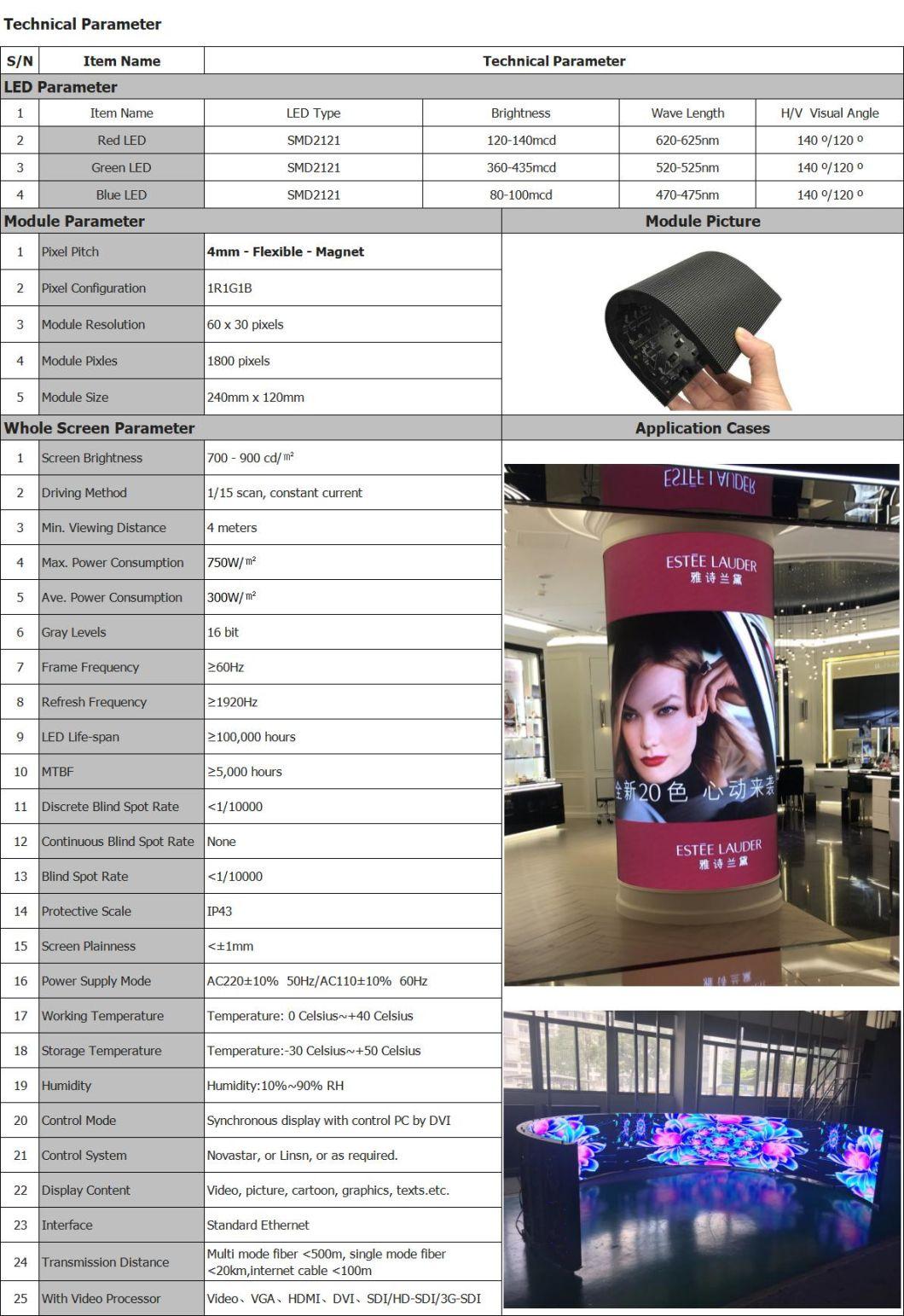 P4mm Rubber Soft Foldable Module LED Video Advertising Flexible Screen Factory