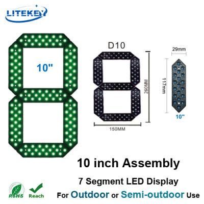 RoHS Approved 10 Inch Assembly 7 Segment LED Display with Waterproof for Outdoor or Semi-Outdoor Application