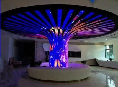 Creative Special Shape Curved Ceiling Cylinder LED Display Screen