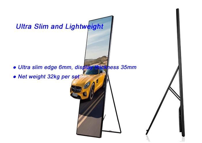 P2.5mm Indoor Portable Digital Poster LED Kiosk Wheel Base LED Advertising Display