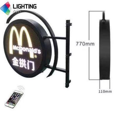 Double Sided Logo Display LED Round Circle Indoor Outdoor Shop Store Dual Sides Waterproof Screen Sign