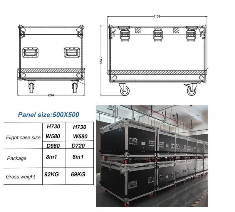 147456 Dots/M^2 CCC Approved Fws Cardboard, Wooden Carton, Flight Case Pantalla LED Screen