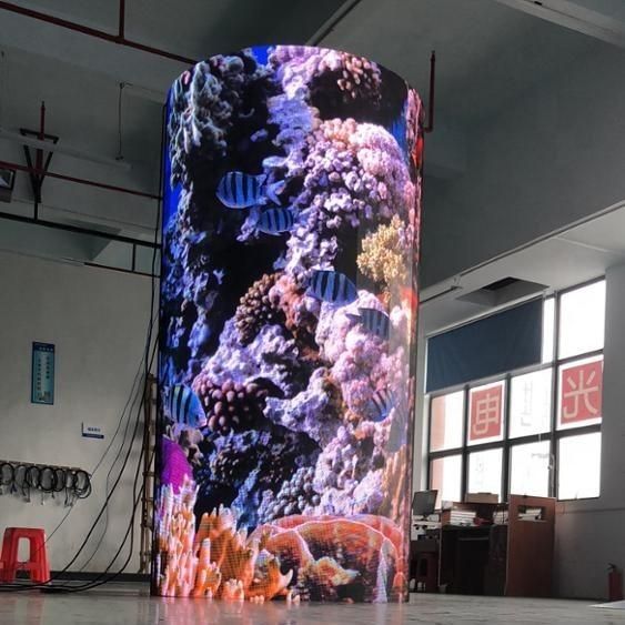 Outdoor Flexible P3.81 Circle Column Cylinder Curve LED Display Screen