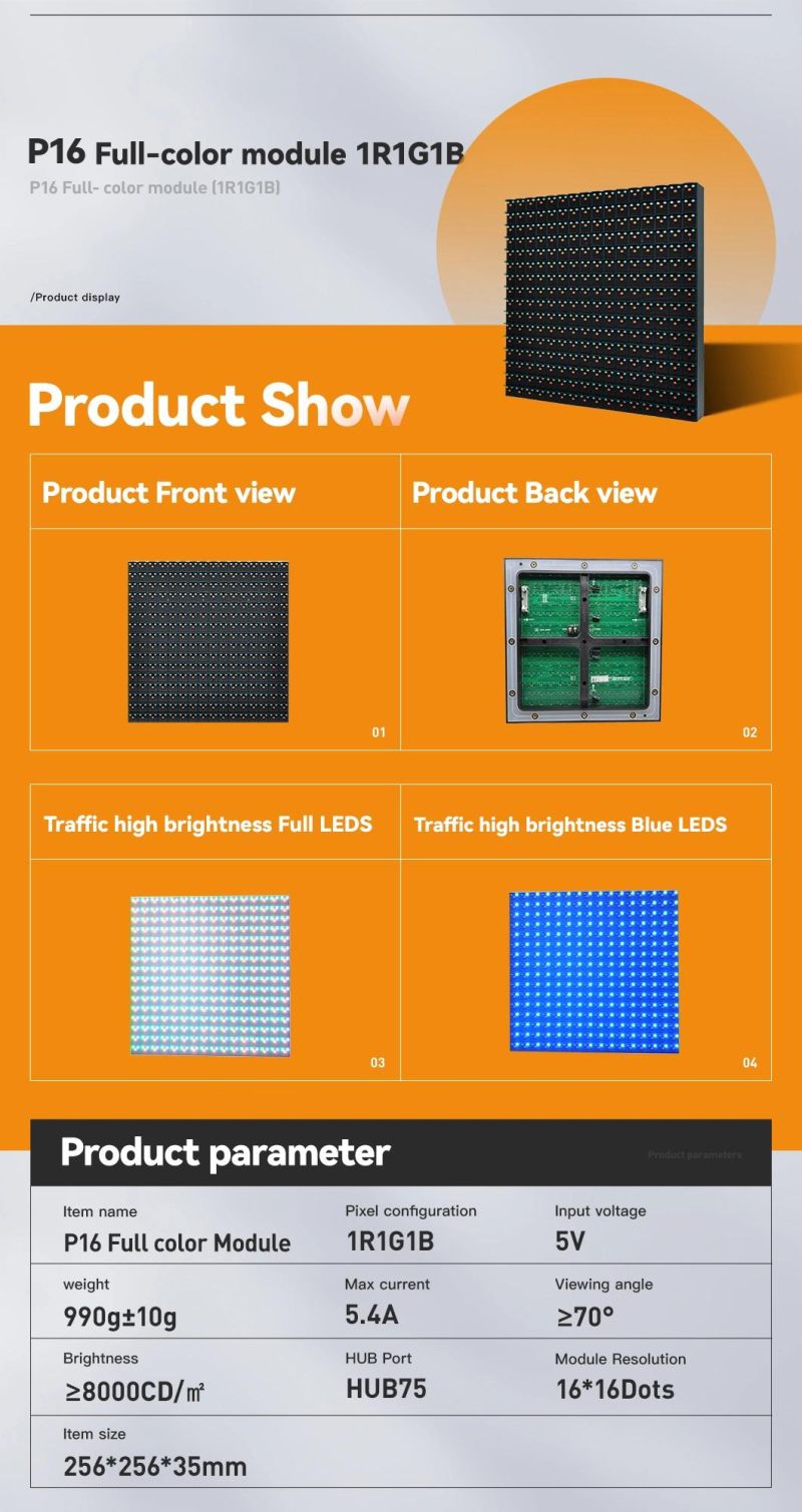 Outdoor Traffic DIP P16 Digital LED Module RGB Full Color LED Display Electronic Advertising Screen