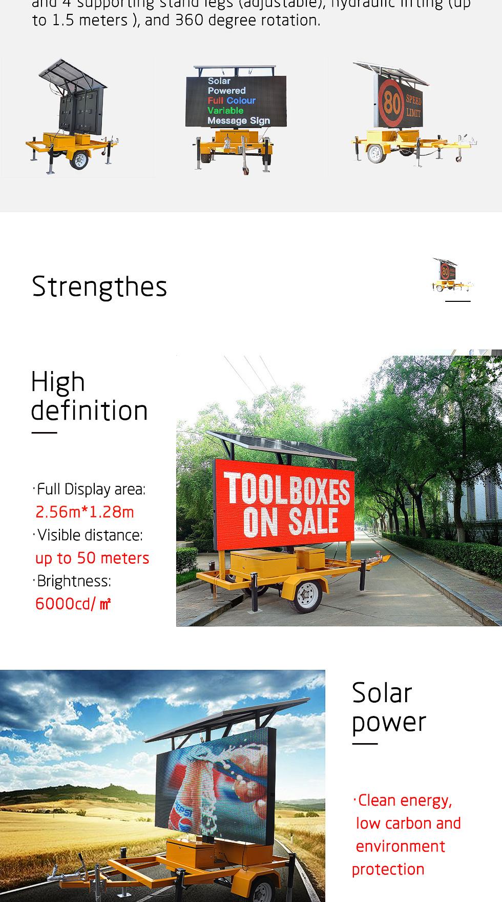 Solar Powered Mobile LED Display Screen Trailer Outdoor Waterproof Mobile Trailer LED Advertising Display Screen Signage
