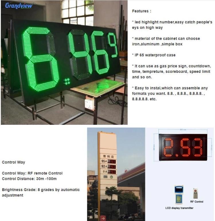 Wholesale 10, 12 Inches Red Green White 8888 LED Digital Price Signs LED Display