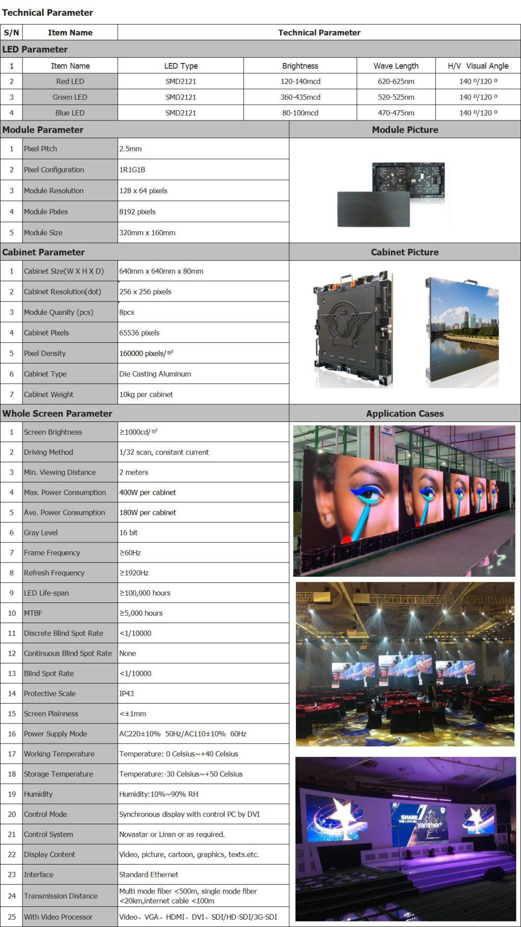 P2.5mm Advertising Panel SMD LED Video Wall for Concert Stage Rental