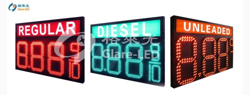 Hot-Sale Gas Price LED Light Box 8.888 8888 8.889 8.889/10 12inch 10inch 16inch Digital Number 7 Segment LED Box Light Gas Price Sign