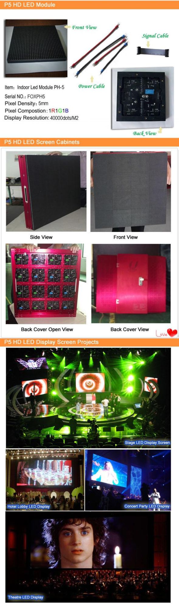 Hot Sales P5 HD Stage Indoor Full Color LED Screen