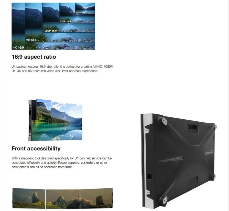 Hot Selling HD Golden Ration LED Cabinet 600*337.5mm Small Pitch P1.875 Indoor 4K LED Display